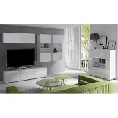 Lomadox Wohnmöbel Set mit Highboard in weiß Hochglanz CAIRNS-132