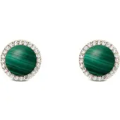 Daniel Wellington Gold-Plated Stud Earrings With Malachite And Crystals - Audrey Dw00401407