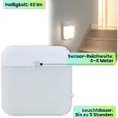 Ideoon 2er-Set LED Nachtlicht, Bewegungssensor: Akku Schrankleuchte, USB aufladbar, selbstklebend & magnetisch – Ideal als Treppenlicht & für Kleiderschrank