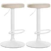 CLP 2er Set Barhocker Ponte Kunstleder höhenverstellbar und drehbar creme Material Gestell Metall matt weiss