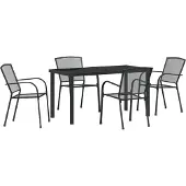 vidaXL 5-teiliges Garten-Esszimmer-Set Anthrazit Stahl, Gartenstühle DesignMöbel Neu