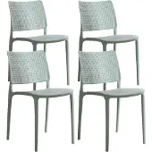 Oviala Set aus 4 salbeigrünen Terrassenstühlen aus Kunststoff - Riga