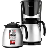 Clatronic Kaffeeautomat mit Thermokanne für 8-10 Tassen Filterkaffee | Tropfstopp & Auto-Abschaltung | 2 Thermokannen je 1 Liter | KA 3328 schwarz