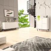 Lomadox Wohnzimmer Set 2-teilig modern in weiß matt mit gefrästen Fronten ANGERA-140