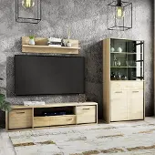 Lomadox Wohnwand 3-teilig modern in Eiche MEGARA-161