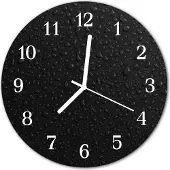 Tulup Glasuhr Wanduhr Küchenuhr Echt-Glas 30fi cm Wasser Tropfen schwarz