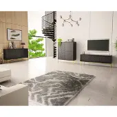 Lomadox Wohnzimmer Set 3-teilig modern in schwarz matt mit gefrästen Fronten ANGERA-140