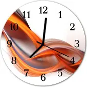 Tulup Glasuhr Wanduhr Küchenuhr Echt-Glas 30fi cm Abstrakter Rauch orange