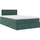 Syfax Ottoman-Bett mit Matratze Dunkelgrün 120x190 cm Samt
