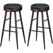 Vasagle Barhocker 2er Set Kunstleder Mid-Century Schwarz Tall