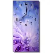 Tulup Glasuhr Wanduhr Küchenuhr Echt-Glas 30x60 Blume Lila