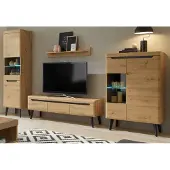 Furn.Design Wohnwand Ronson in Artisan Eiche und schwarz Wohnkombination skandinavisch 343cm