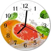 Tulup Glasuhr Wanduhr Küchenuhr Echt-Glas 30fi cm Grapefruit rosa