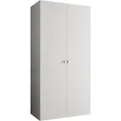 MEBLE KRYSPOL Schrank 100x202x52 cm mit Kleiderstange, 2xTür, PARMA, Weiß, Griff Silber