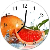 Tulup Glasuhr Wanduhr Küchenuhr Echt-Glas 30fi cm Grapefruit orange