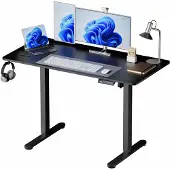 Relaxdays höhenverstellbarer Schreibtisch, elektrisch, Stehtisch Display, HBT: 120x120x60 cm, Metall, Holzoptik, schwarz