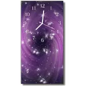 Tulup Glasuhr Wanduhr Küchenuhr Echt-Glas 30x60 Galaxis Lila