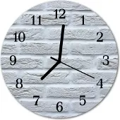Tulup Glasuhr Wanduhr Küchenuhr Echt-Glas 30fi cm Klinker weiß