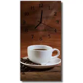 Tulup Glasuhr Wanduhr Küchenuhr Echt-Glas 30x60 Tasse Braun