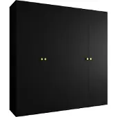 MEBLE KRYSPOL Schrank 200x202x52 cm mit Kleiderstange, 4xTür, PARMA, Schwarz, Griff Gold
