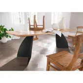 Natur24 Tischfuß Moon 60x72 Stahl Schwarz