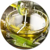 Tulup Glasuhr Wanduhr Küchenuhr Echt-Glas 30fi cm Oliven Öl grün