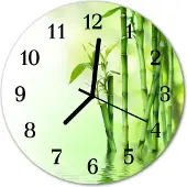 Tulup Glasuhr Wanduhr Küchenuhr Echt-Glas 30fi cm Bambus grün