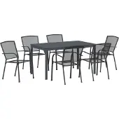 vidaXL Eleganten-Stil 7- teilige Garten Essgruppe Anthrazitstahl - Gartentische DE81269