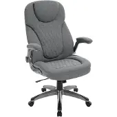 Woltu Bürostuhl, ergonomisch, Chefsessel mit Kopfstütze Armlehnen, drehbar, Stoff, Grau