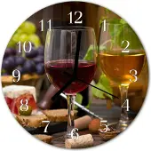 Tulup Glasuhr Wanduhr Küchenuhr Echt-Glas 30fi cm Wein Glas mehrfarbig