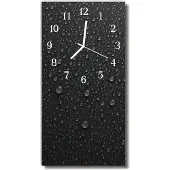 Tulup Glasuhr Wanduhr Küchenuhr Echt-Glas 30x60 Tropfe Schwarz