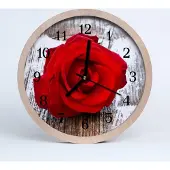 Tulup Holzuhr 30fi cm wanduhr - Rose Blumen