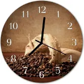 Tulup Glasuhr Wanduhr Küchenuhr Echt-Glas 30fi cm Kaffee braun