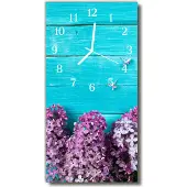 Tulup Glasuhr Wanduhr Küchenuhr Echt-Glas 30x60 Holz Flieder Mehrfarbig