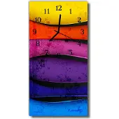 Tulup Glasuhr Wanduhr Küchenuhr Echt-Glas 30x60 Bunte Streifen Mehrfarbig