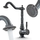 ARI Waschbeck armatur, Wasserhahn Bad Antique, Schwarz abgerieben, Hochdruck, mit Regulierung von Wasserfluss und Wassertemperatur