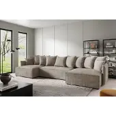 Fun-Möbel Wohnlandschaft mit Schlaffunktion MINEA Sofa U-Form in Stoff Poso Beige