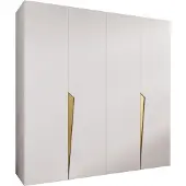 MEBLE KRYSPOL Schrank 200x202x52 cm mit Kleiderstange, 4xTür, PIANO, Weiß, Griff Gold