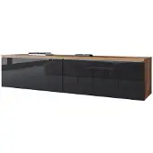 Bratex , TV-Lowboard, TV-Schrank "DONNA", 140cm, stehend, hängend, Wotan Eiche/ Schwarz Glanz Farbe