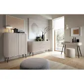 Lomadox Wohnzimmer Set 3-teilig mit Rillen in Kaschmir, Metallfüße schwarz, ZARA-160