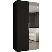 MEBLE KRYSPOL , Kleiderschrank, Schrank 100 cmx202x52, Schwarz, Gold