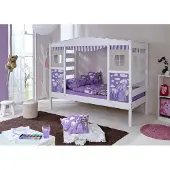 Aileenstore Hausbett Hochbett Spielbett Massivholz Kiefer Weiss teilbar