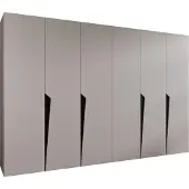 MEBLE KRYSPOL Schrank 300x202x52 cm mit Kleiderstange, 6xTür, PIANO, Kaschmir, Griff Schwarz