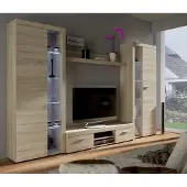 TKmoebel Schrankwand Wohnwand Rumba XL Anbauwand Wohnkombi Wohnzimmer Breite 300cm Sonoma-Eiche