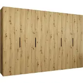 MEBLE KRYSPOL , Kleiderschrank, Schrank 300 cmx202x52, Artisan Eiche, Schwarz