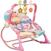 Belfoyer Elektrische Babywippe, Babyschaukel Baby Wippe Schaukelwippe Babyhochstuhl 80x60x43cm Rosa