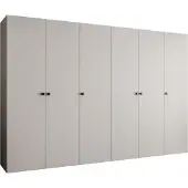 MEBLE KRYSPOL Schrank 300x202x52 cm mit Kleiderstange, 6xTür, PARMA, Kaschmir, Griff Schwarz