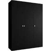 MEBLE KRYSPOL Schrank 150x202x52 cm mit Kleiderstange, 3xTür, PARMA, Schwarz, Griff Silber