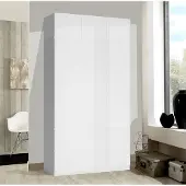 Extom Kleiderschrank Schlafzimmerschrank Aufsatz 137cm weiß matt / weiß Hochglanz