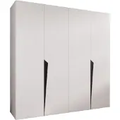 MEBLE KRYSPOL Schrank 200x202x52 cm mit Kleiderstange, 4xTür, PIANO, Weiß, Griff Schwarz